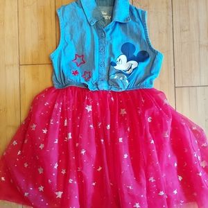 Disney junior mickey 3t denim mickey bow tie top with chiffon skirt non itchy